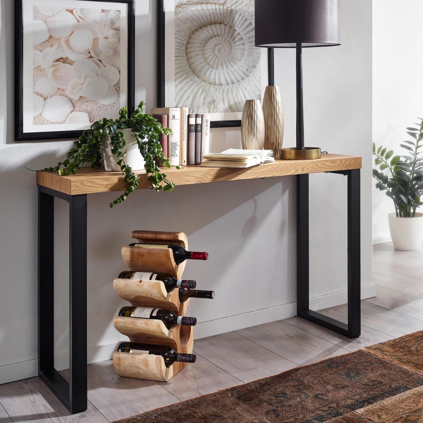 FineBuy Konsolentisch Eiche Modern mit Metallbeinen