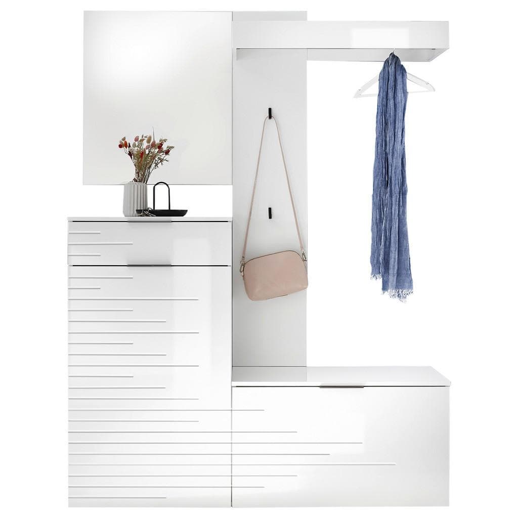 XXXLutz Garderobe Weiß Hochglanz Holzwerkstoff 4-teilig
