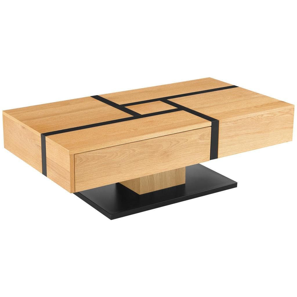 Livetastic Couchtisch Schwarz Eiche Holz Metall Holzwerkstoff