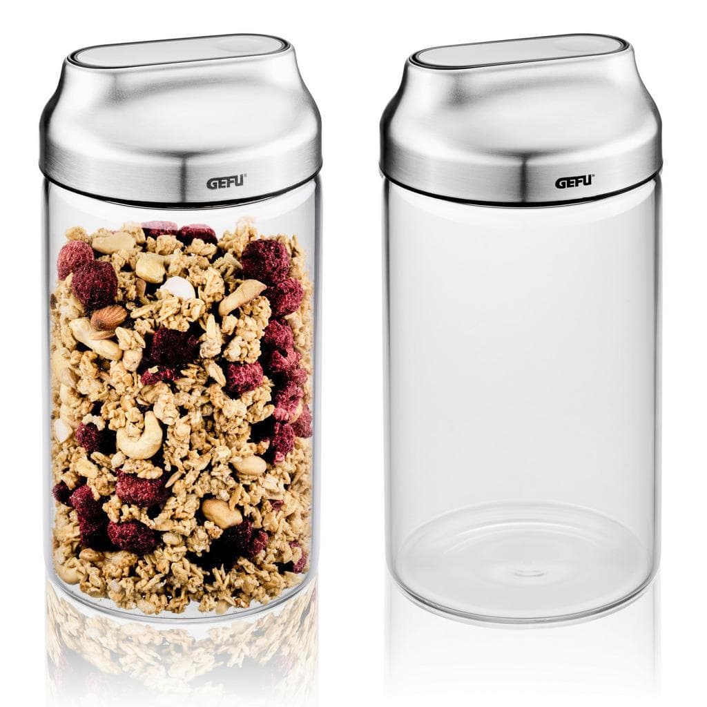 Gefu Vorratsdosenset Kippo 2-teilig Silber Glas Metall