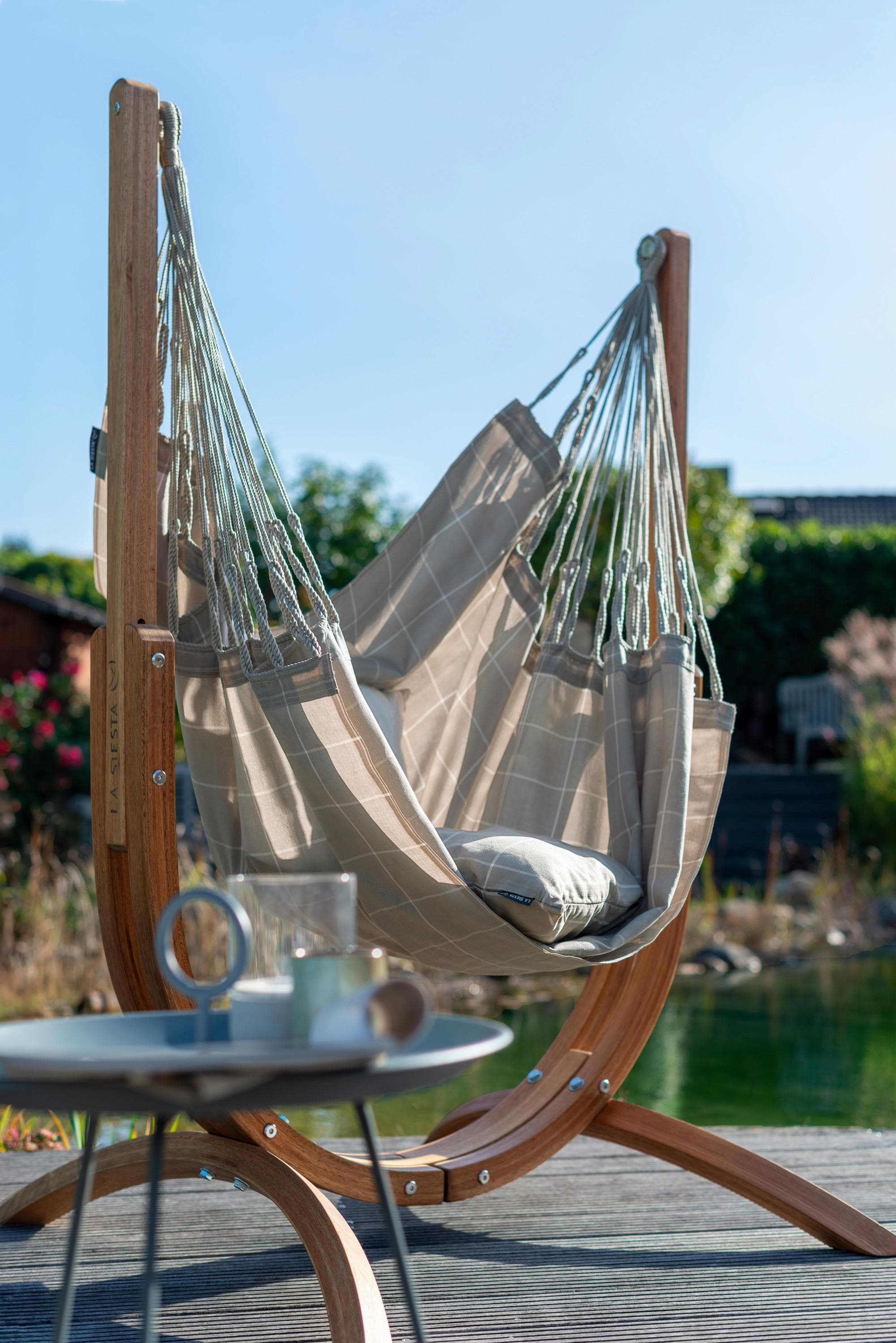La Siesta Hängematte Hammock Chair and Stand Grau/Braun