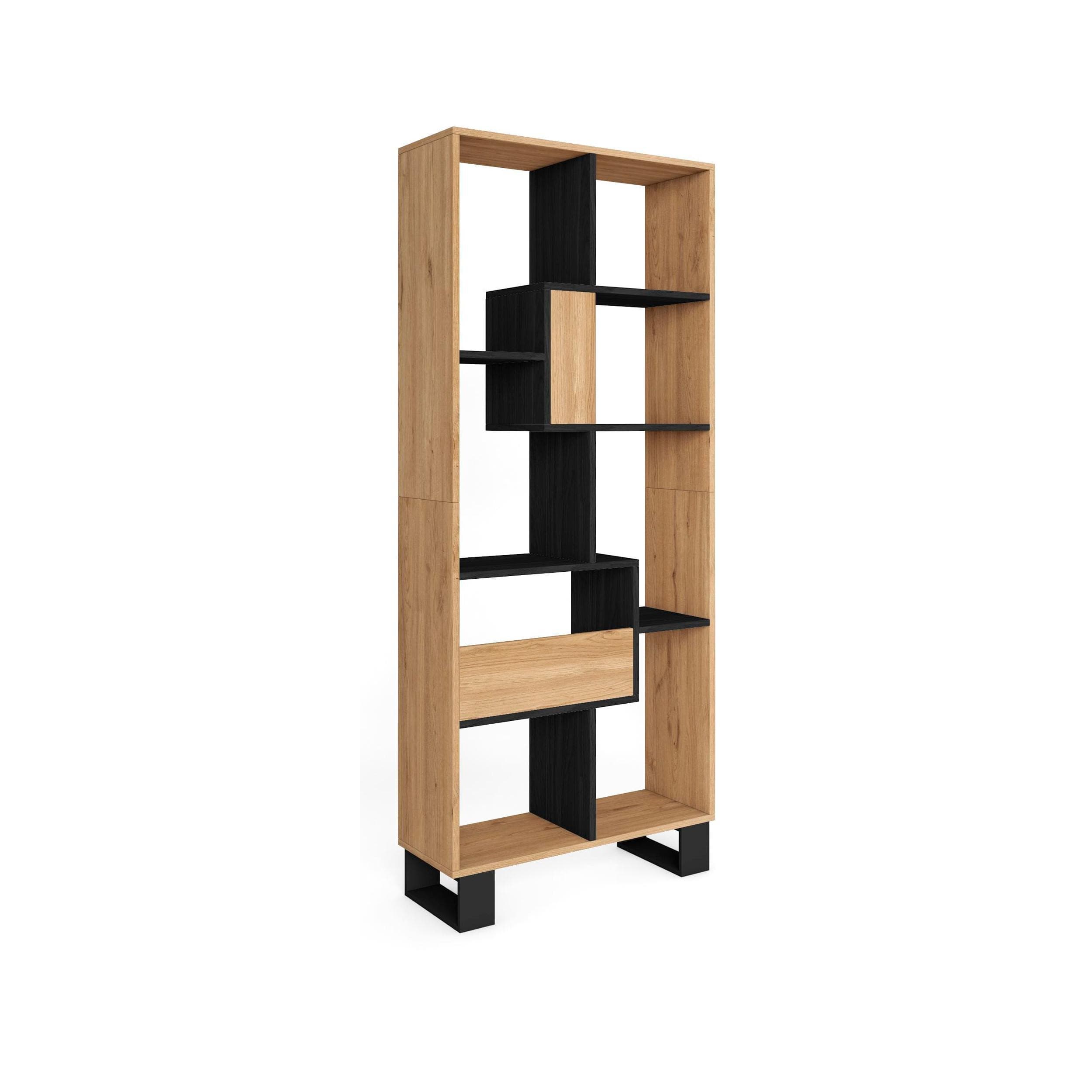 REGAL Bibliothek Eiche Schwarz 67/31/174cm