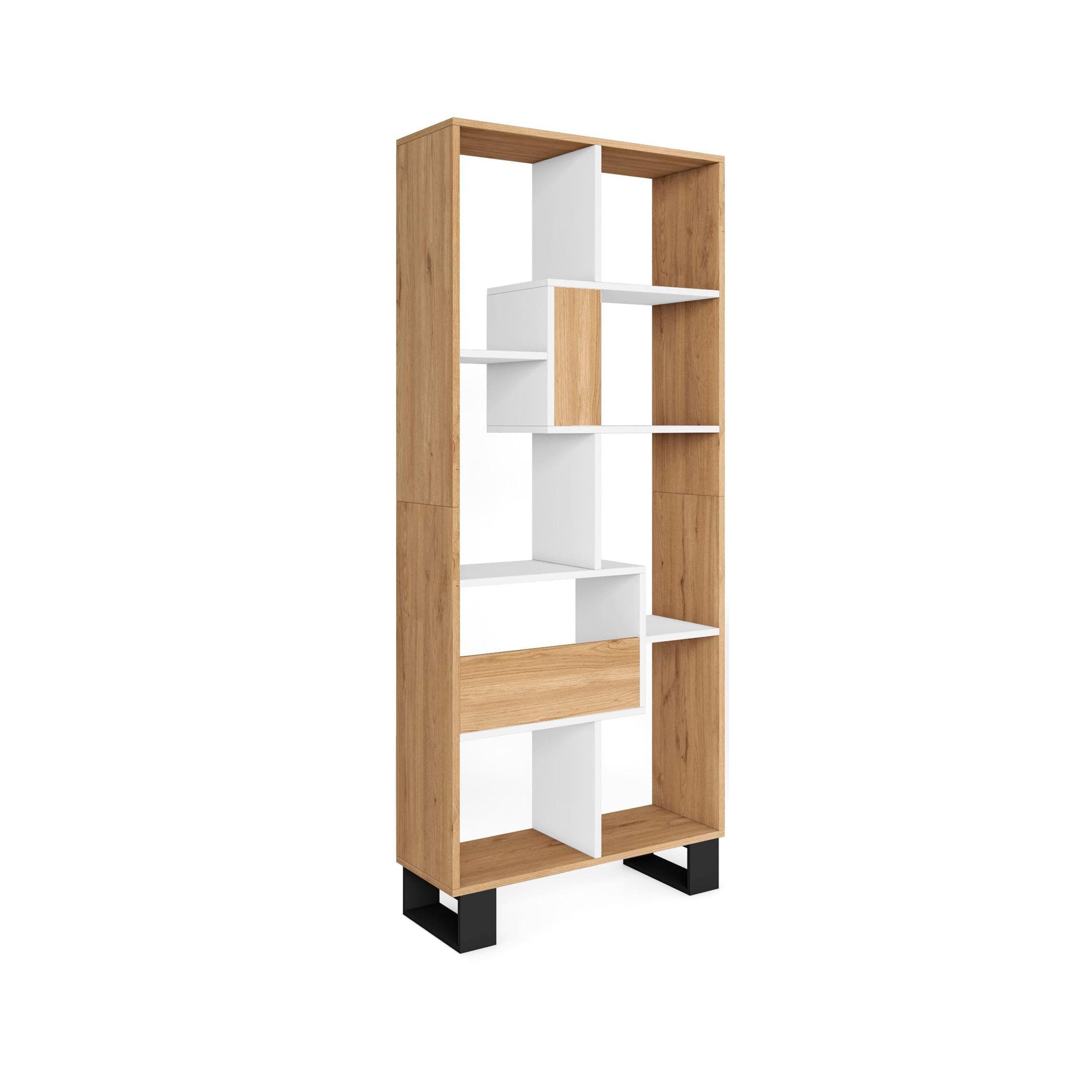 REGAL Bibliothek Eiche und Weiß 67/31/174cm