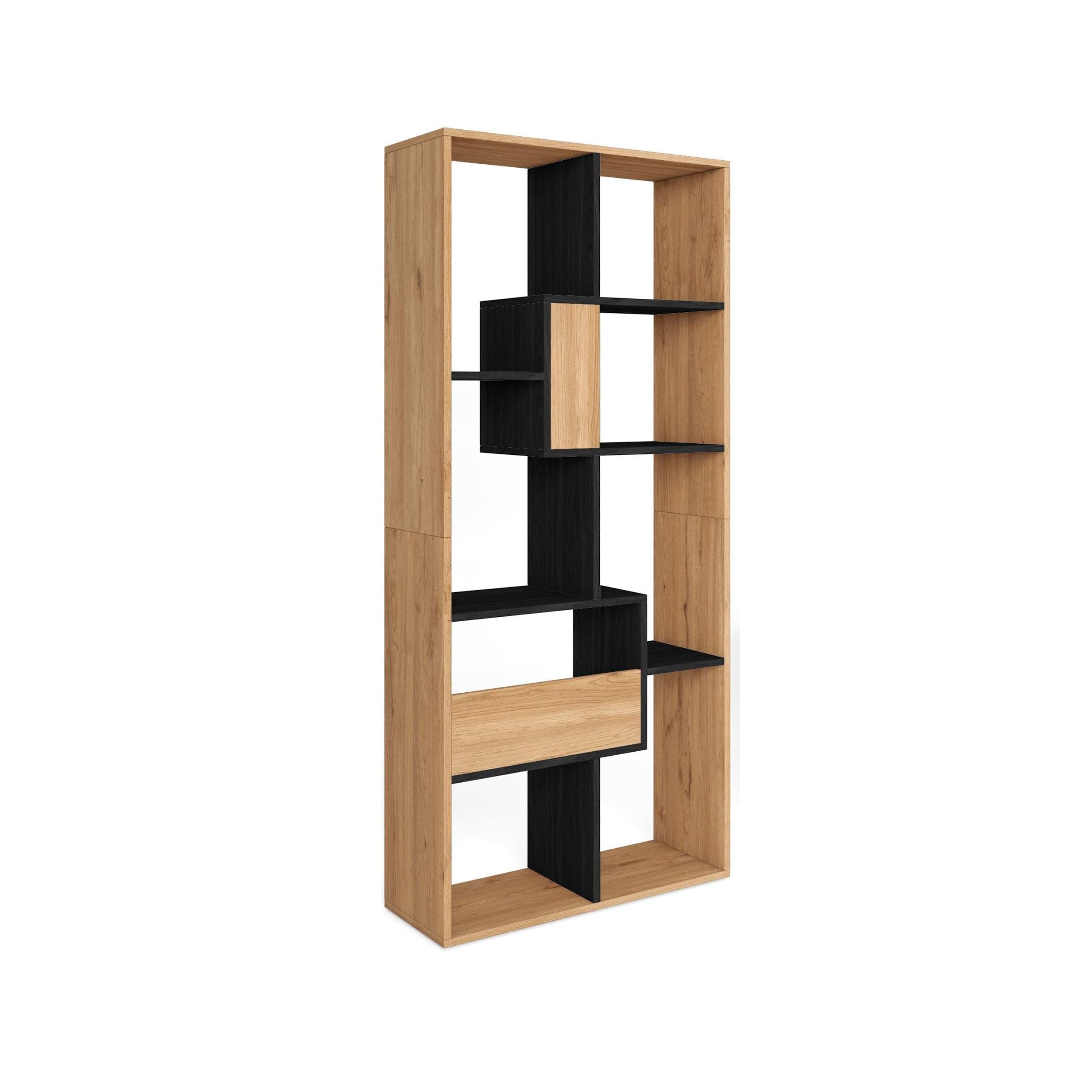 REGAL Bibliothek Eiche Schwarz 67/31/162cm