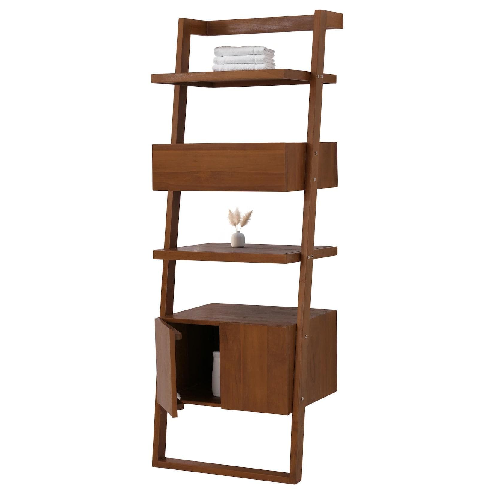 MCW Teak-Leiterregal Badschrank Badregal Badezimmer B-Grade Teak