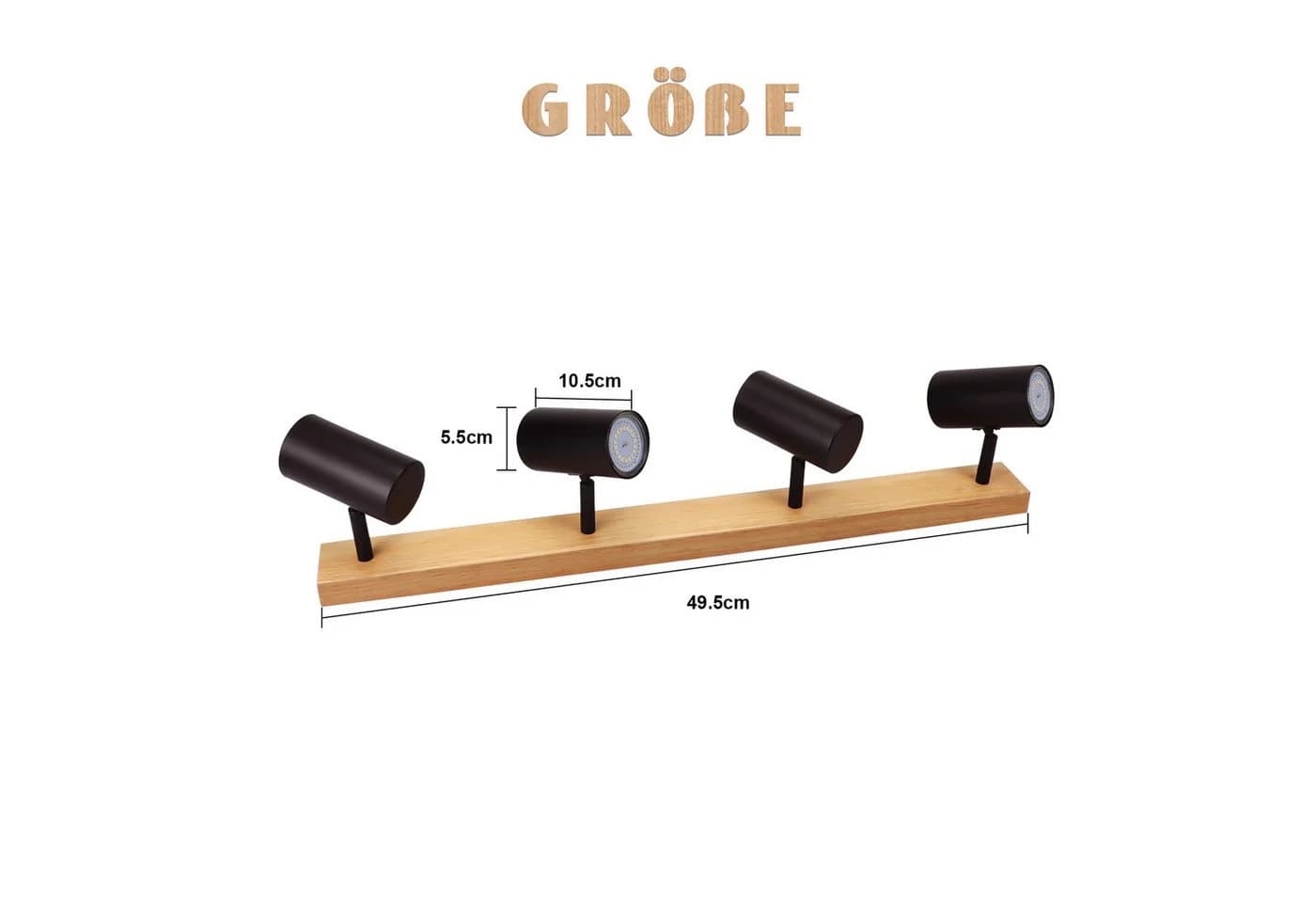ZMH Deckenstrahler 4 Flammig Holz Schwarz/Weiß Deckenlampe - Bild 3