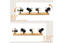ZMH Deckenstrahler 4 Flammig Holz Schwarz/Weiß Deckenlampe Bild 5