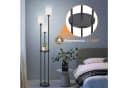 ZMH Stehlampe Wohnzimmer Weiß E27 Stoffschirm Fußschalter Bild 4