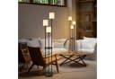 ZMH Stehlampe Wohnzimmer Weiß E27 Stoffschirm Fußschalter Bild 5