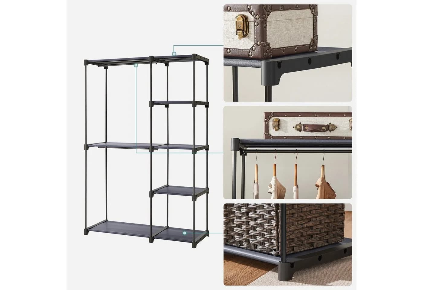 SONGMICS Kleiderschrank offen mit Kleiderstangen - Bild 4