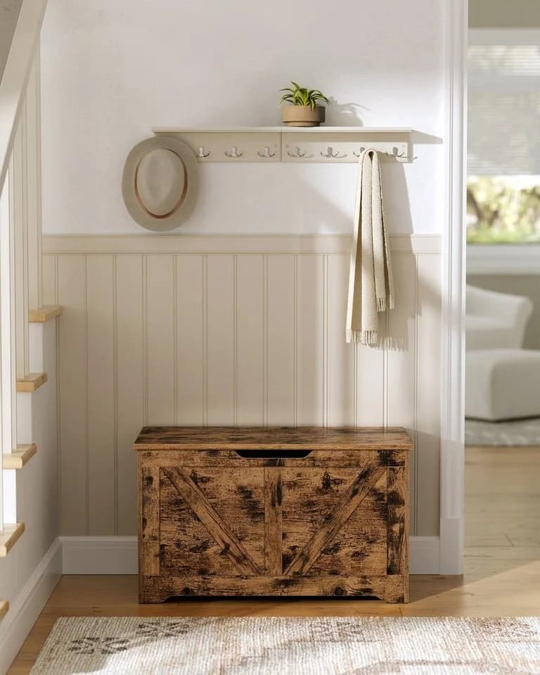 VASAGLE Sitzbank Spielzeugtruhe 80/100 x 40 x 46 cm Holzspanplatte