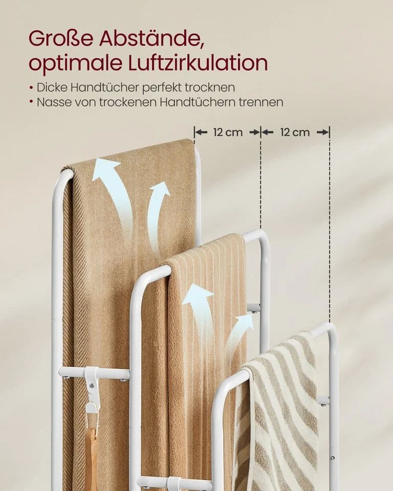 VASAGLE Handtuchhalter 3 Stangen Beige - Bild 5