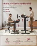 VASAGLE Schreibtisch Höhenverstellbarer elektrisch, 120/140 cm, mit Monitorständer, Steckdosenleiste, Memory-Funktion Bild 4