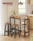 VASAGLE Bartisch-Set mit Regal und 2 Hockern Metallgestell Bild 1