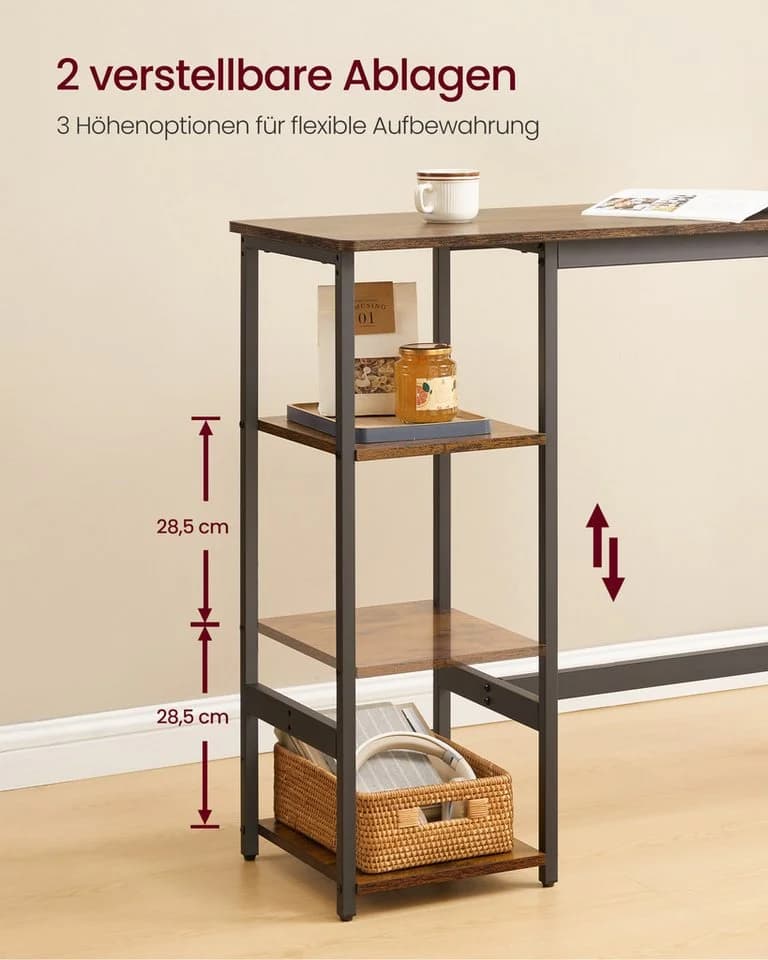 VASAGLE Bartisch-Set mit Regal und 2 Hockern Metallgestell - Bild 3