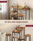 VASAGLE Bartisch-Set mit Regal und 2 Hockern Metallgestell Bild 4