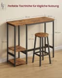 VASAGLE Bartisch-Set mit Regal und 2 Hockern Metallgestell Bild 5