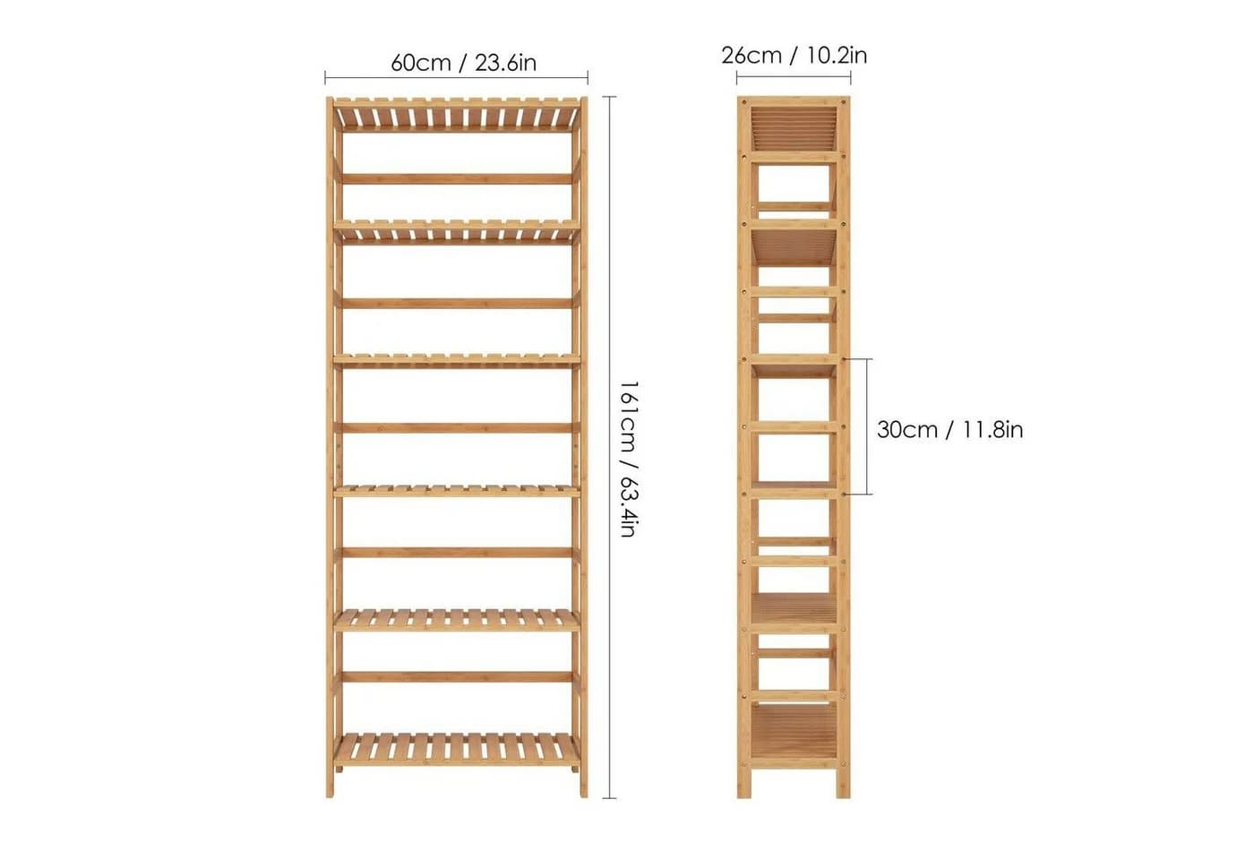 Homfa Standregal Badregal mit 6 verstellbaren Ablagen Bambus - Bild 4