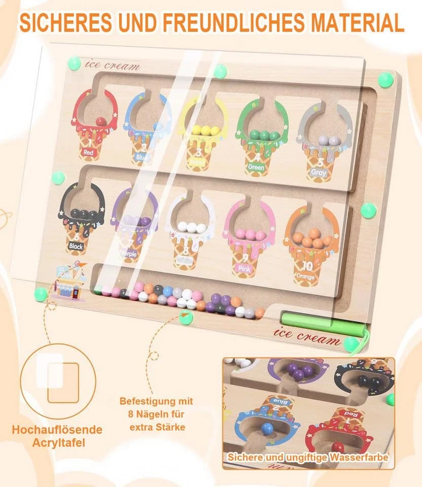 SinLaw Magnetisches Labyrinthspiel Montessori-Spielzeug Bunt