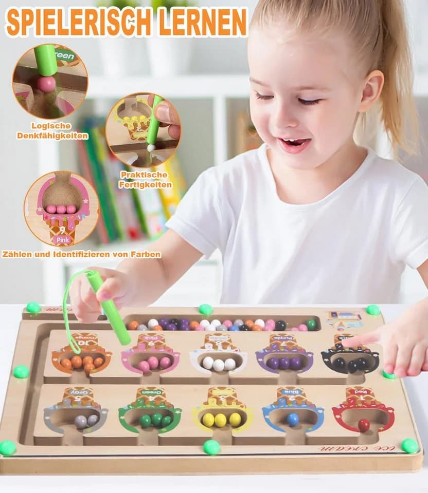 SinLaw Magnetisches Labyrinthspiel Montessori-Spielzeug Bunt - Bild 4