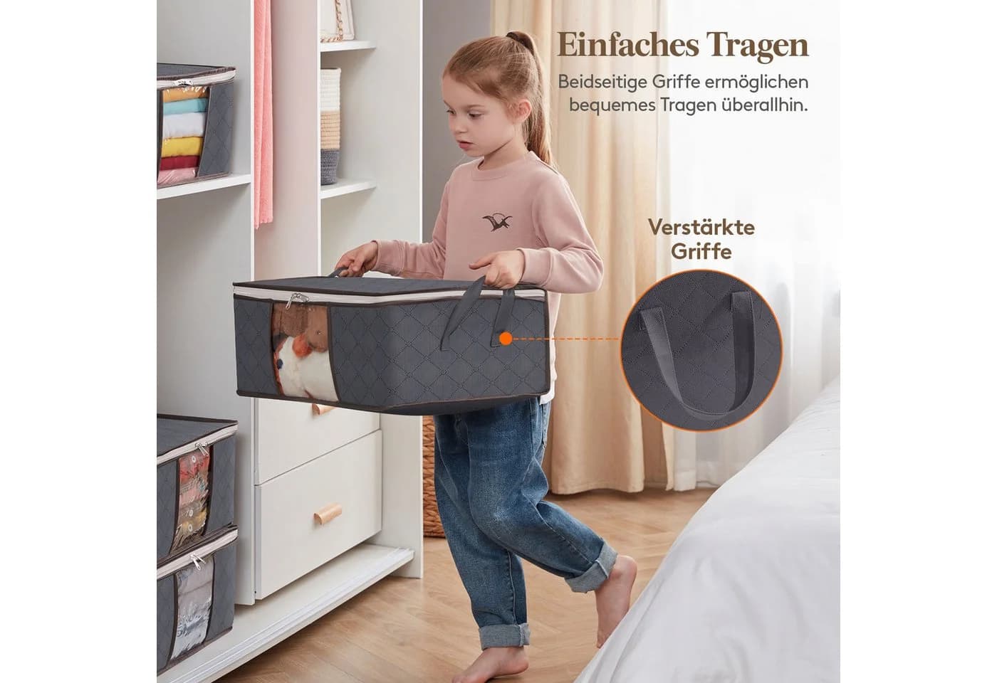 Lifewit Aufbewahrungsbox 3er Set Grau 35L Unterbett - Bild 4