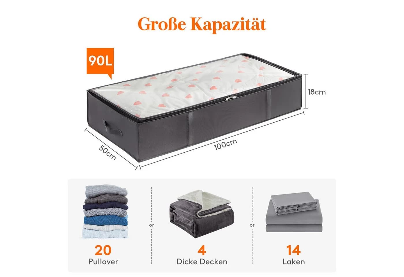 Lifewit Kleidersack 90L Grau 6er Set mit Deckel