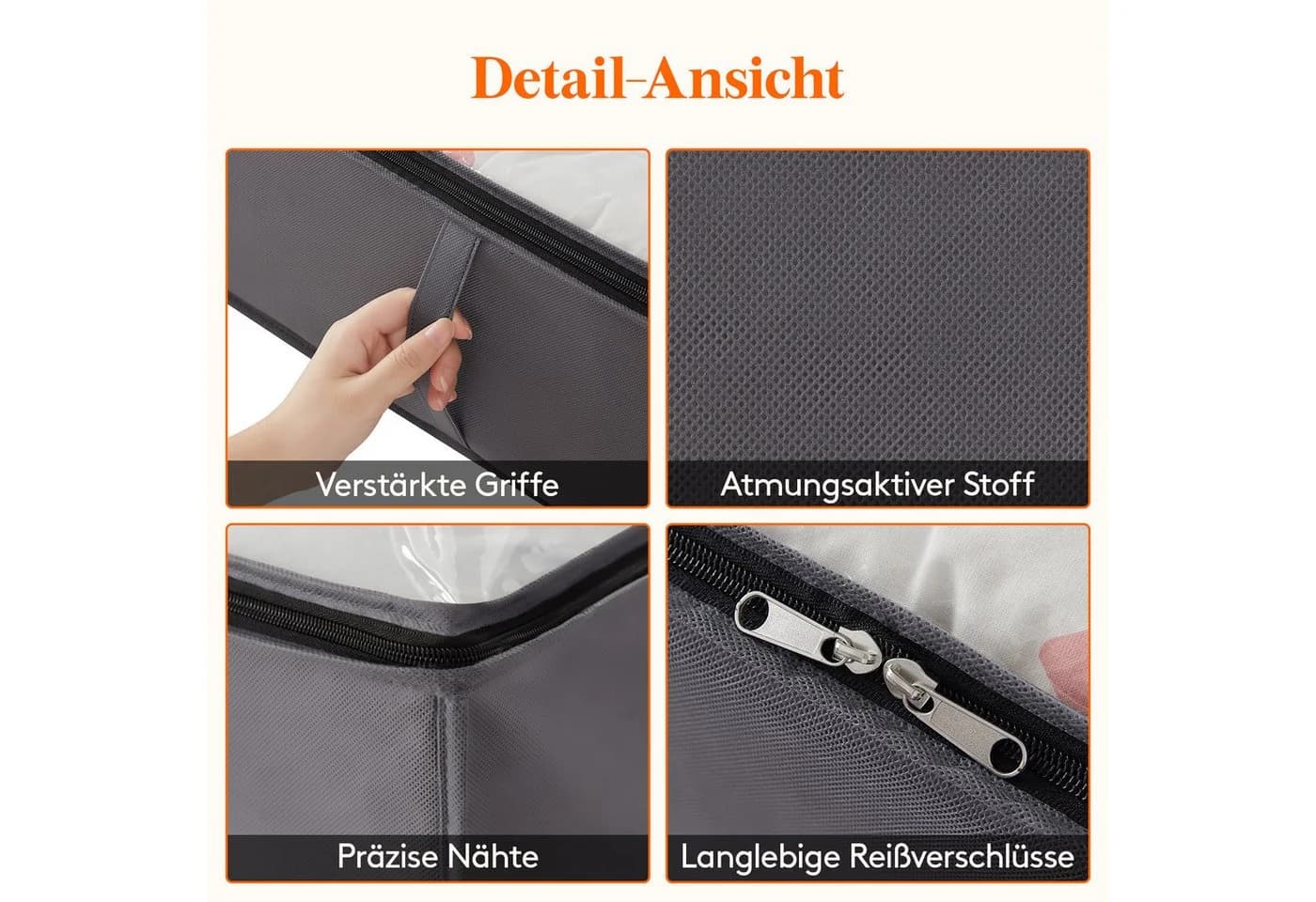 Lifewit Kleidersack 90L Grau 6er Set mit Deckel - Bild 4