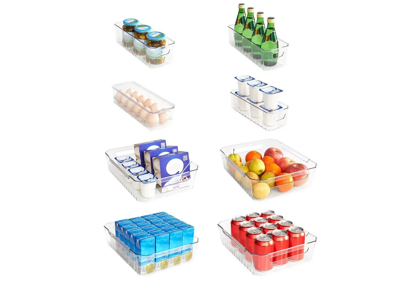 Lifewit Schubladenbox 8er-Set Kühlschrank-Organizer transparent