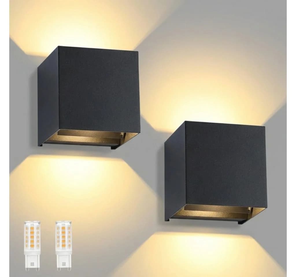 ZMH LED Wandleuchte Schwarz 2er Set Up Down Modern - Bild 2