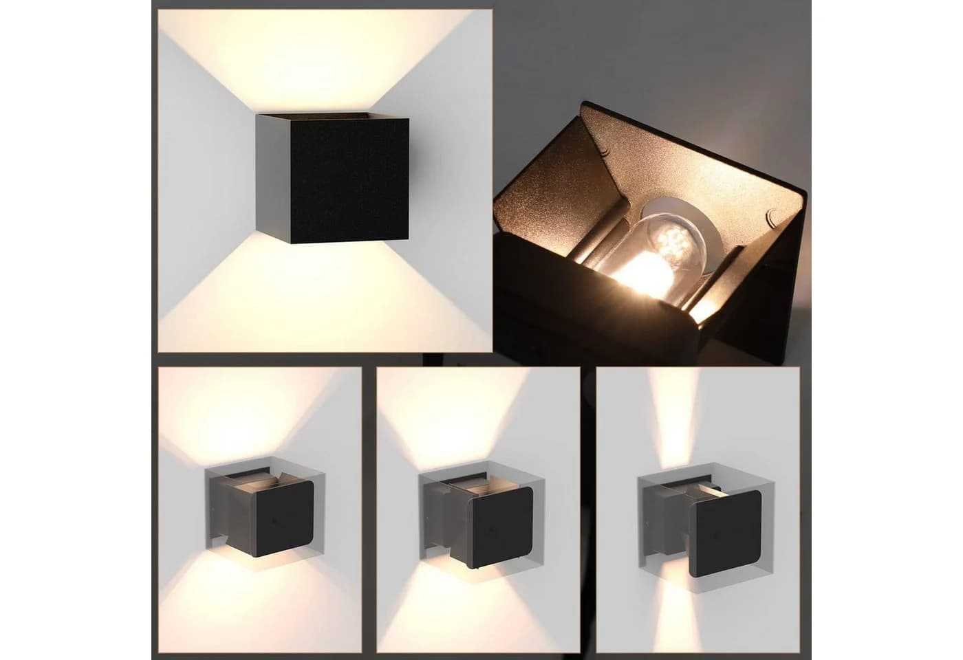 ZMH LED Wandleuchte Schwarz 2er Set Up Down Modern - Bild 3