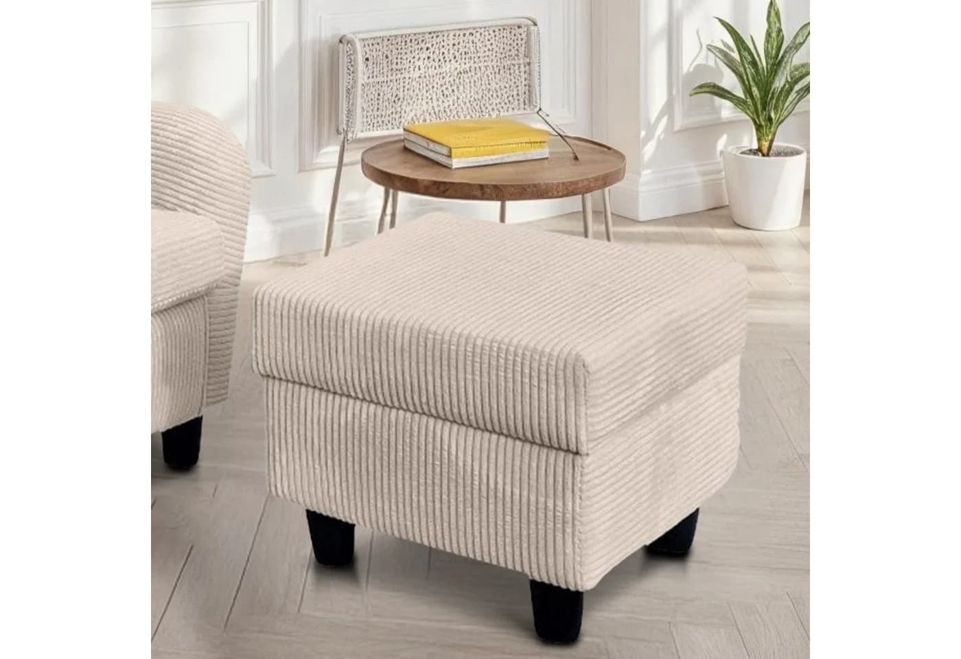 luma-home Ohrensessel 18017 Beige Lesesessel mit Hocker - Bild 4