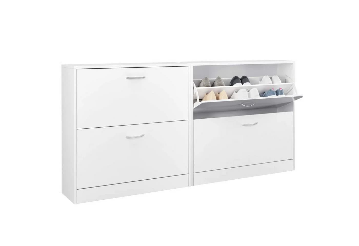 Homfa Schuhschrank mit 2/3 Klappen Schuhregal (2-St) Schuhkipper weiß 2 Türen/3Türen - Bild 2