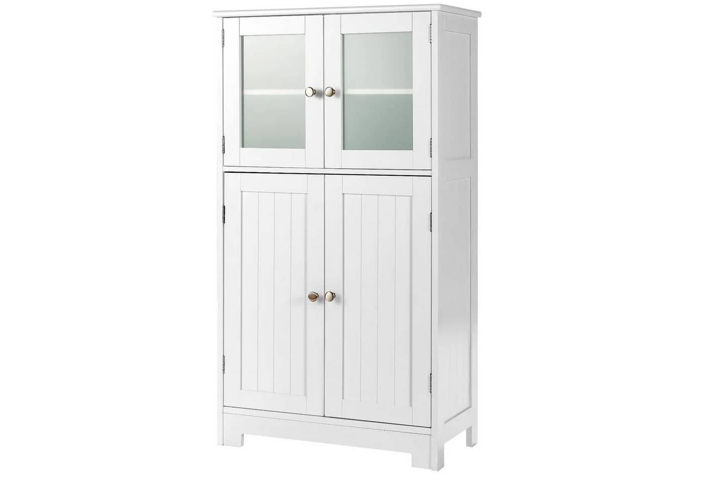 KOMFOTTEU Mehrzweckschrank Küchenschrank Badezimmerschrank 4 Ebenen Glastüren 58x30x109cm - Bild 2