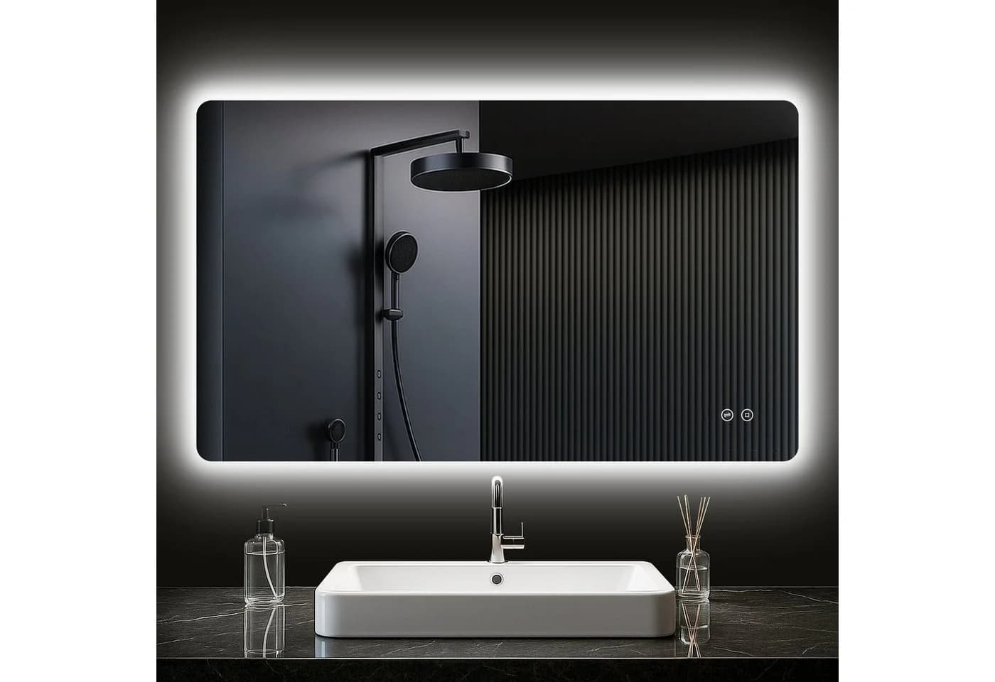 PESENXAN LED Badspiegel Silber Dimmbar IP44 Wasserdicht - Bild 2