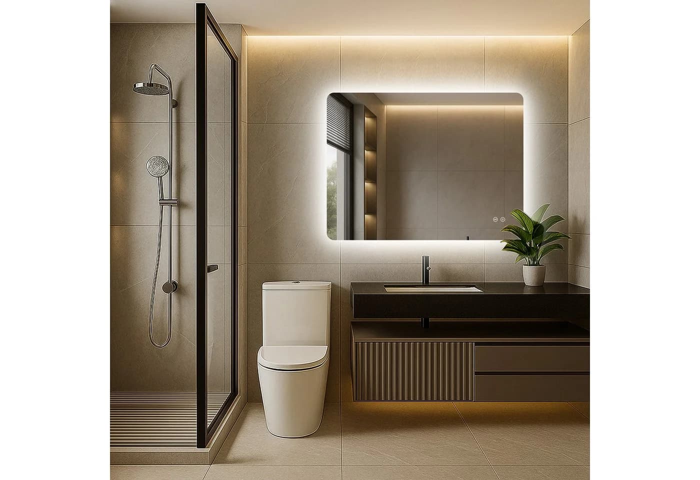 PESENXAN LED Badspiegel Silber Dimmbar IP44 Wasserdicht - Bild 3