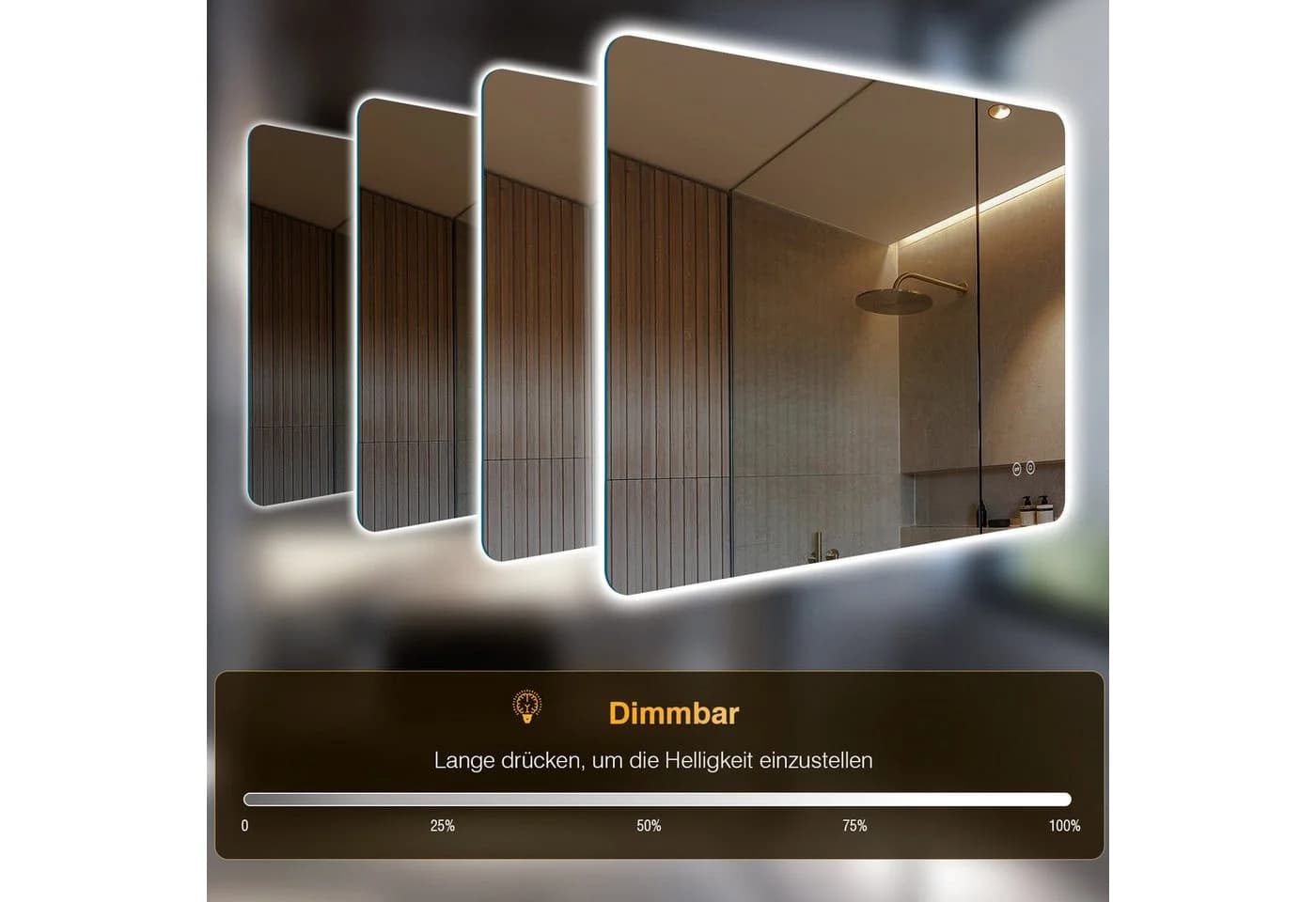 PESENXAN LED Badspiegel Silber Dimmbar IP44 Wasserdicht - Bild 5