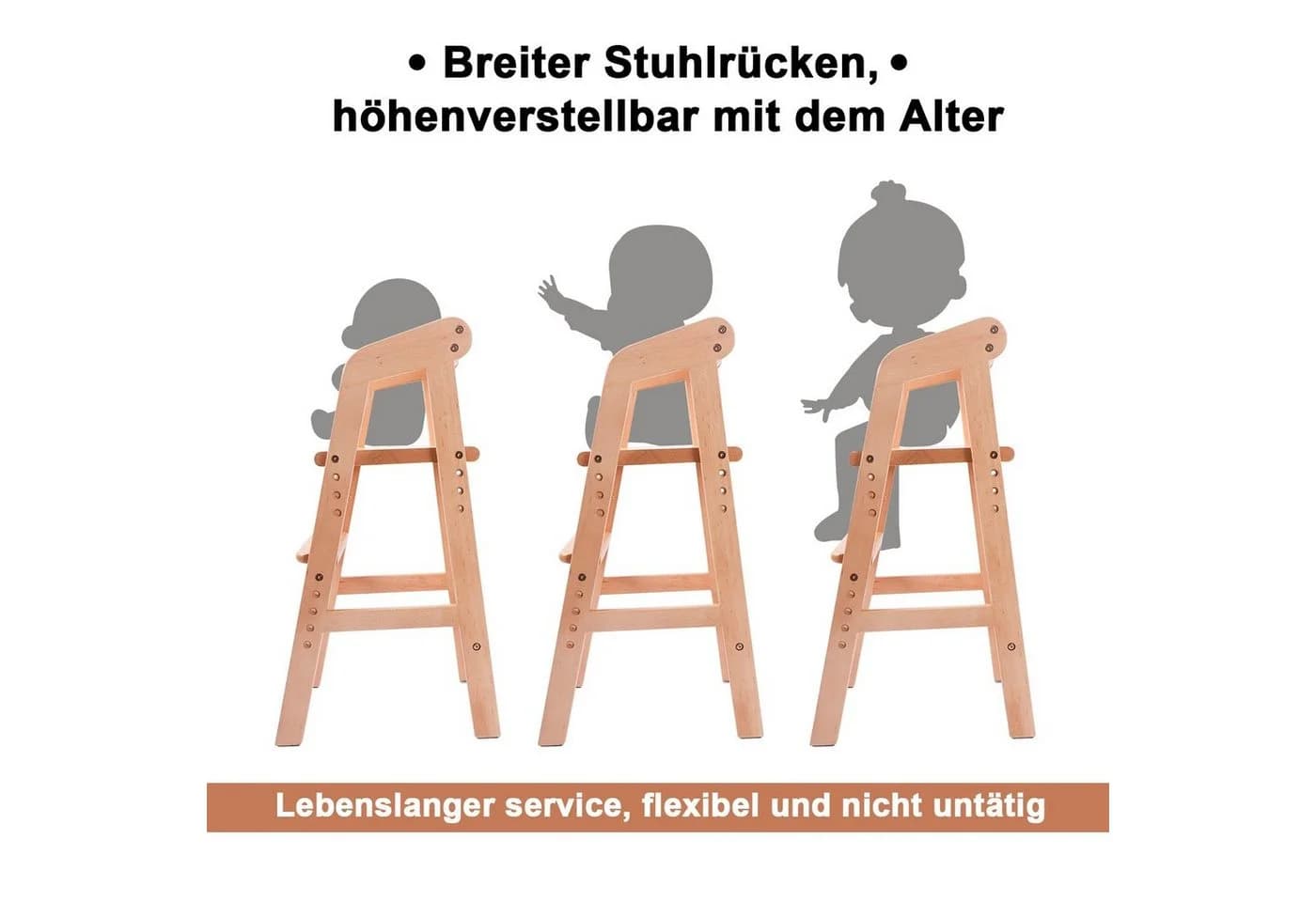 YOLEO Kinderstuhl Mitwachsender Holzstuhl für Kinder 3 - 12 Jahren - Bild 5