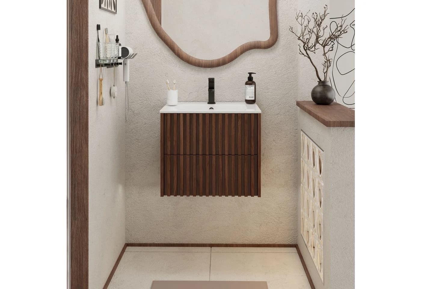 UEV Waschtisch mit Unterschrank und Wasserhahn, Soft-Close, 2 Schubladen