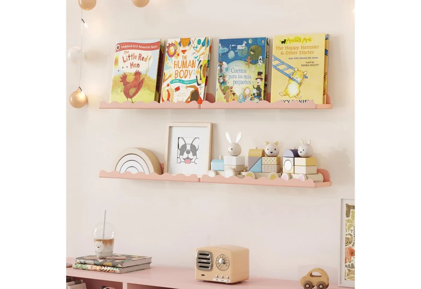 Lifewit Wandregal 8-tlg. Rosa Kunststoff Bücherregal