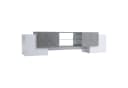 KLAM HOME Lowboard Weiß Grau Hochglanz TV-Schrank mit LED Bild 1