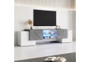 KLAM HOME Lowboard Weiß Grau Hochglanz TV-Schrank mit LED Bild 2