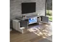 KLAM HOME Lowboard Weiß Grau Hochglanz TV-Schrank mit LED Bild 3