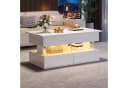 KLAM HOME Couchtisch Hubmechanismus Weiß Glas LED Bild 4