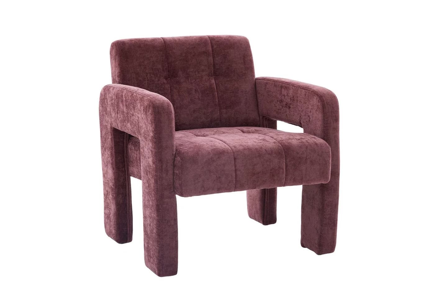 KLAM HOME Sessel Modern Chenille Beige Skandinavisch