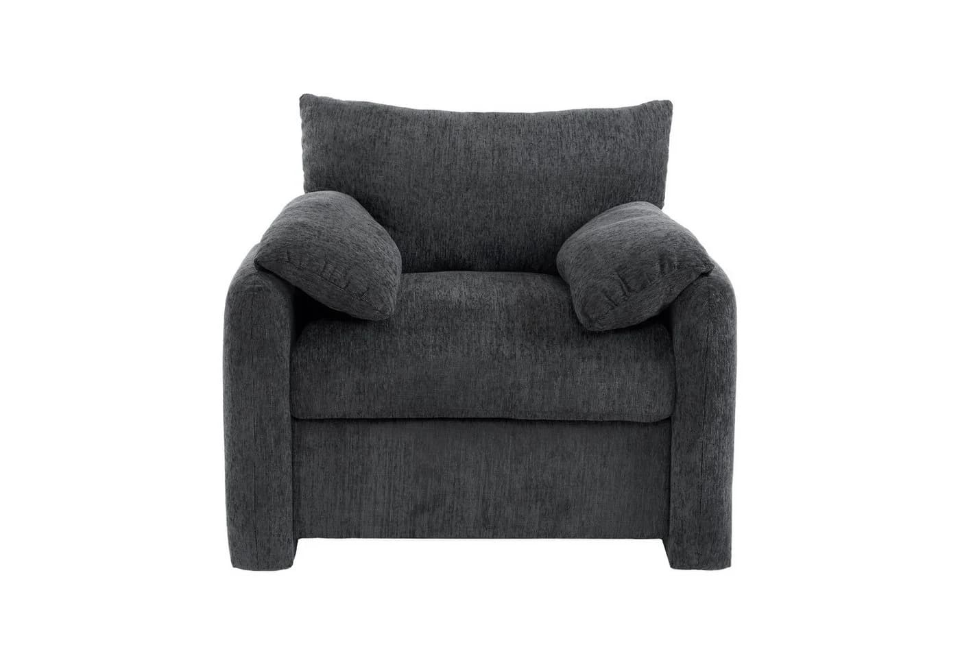 KLAM HOME Relaxsessel Modern Chenille-Stoff Grau