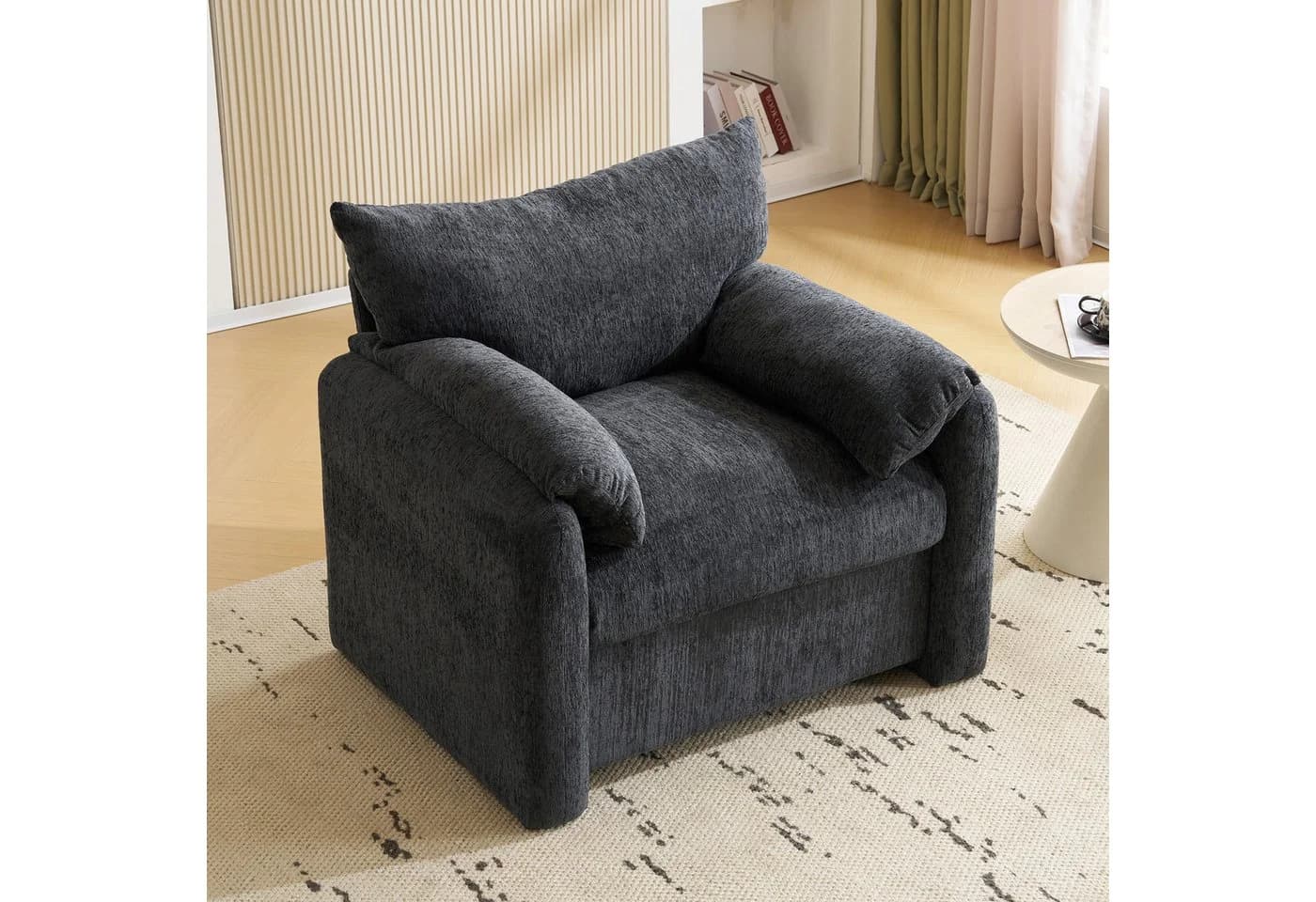 KLAM HOME Relaxsessel Modern Chenille-Stoff Grau - Bild 2