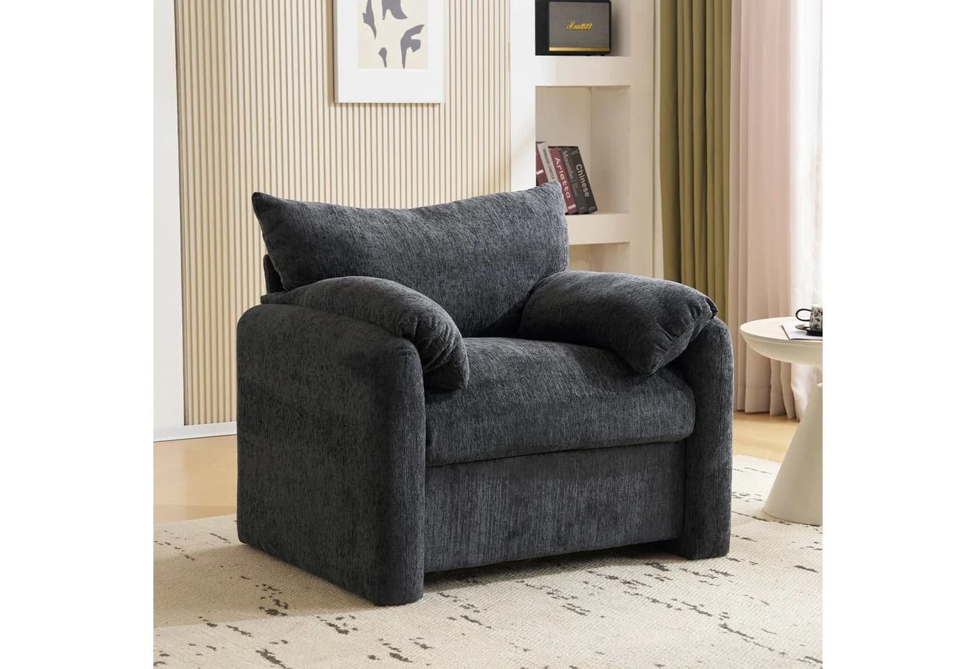 KLAM HOME Relaxsessel Modern Chenille-Stoff Grau - Bild 3