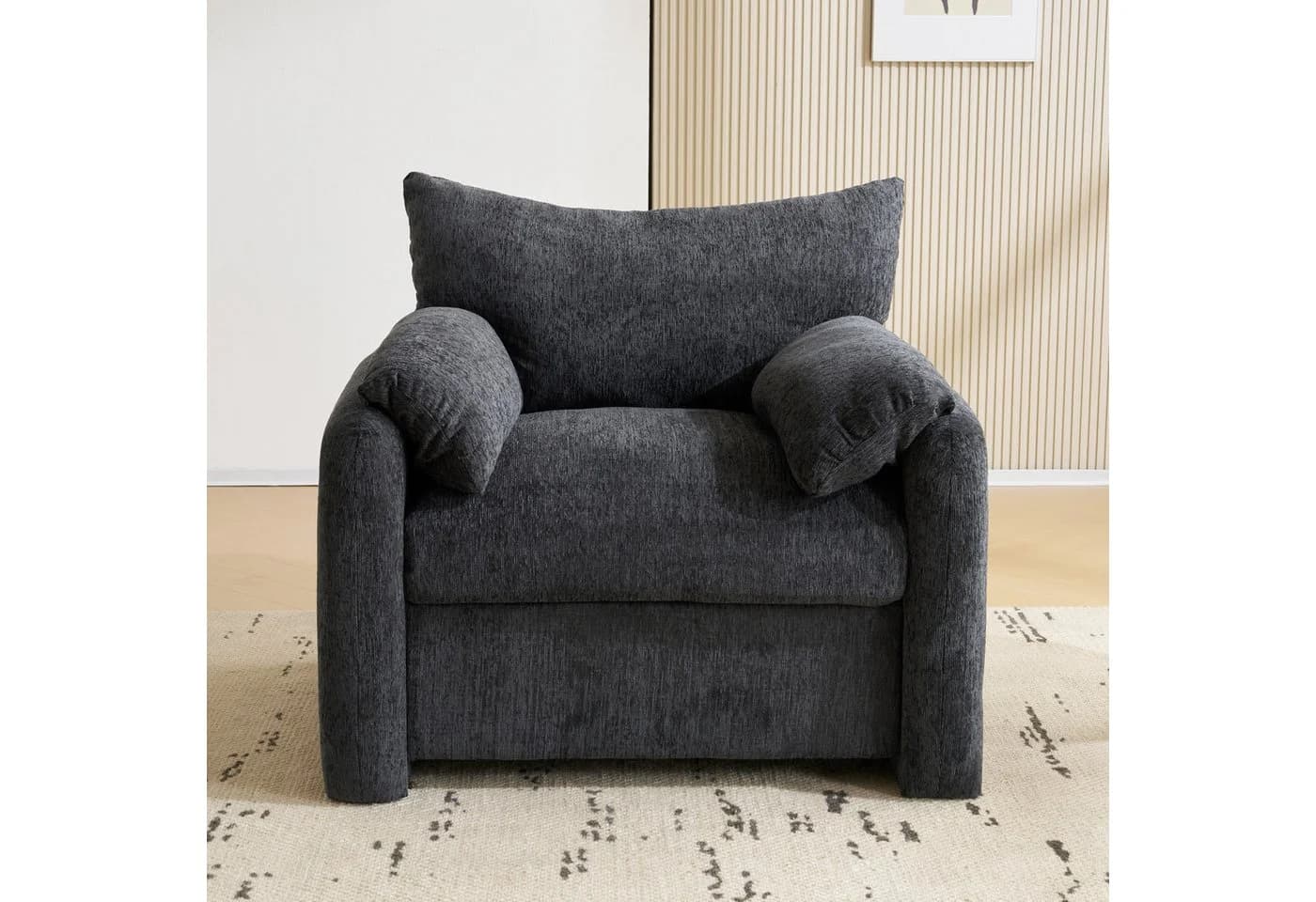 KLAM HOME Relaxsessel Modern Chenille-Stoff Grau - Bild 4