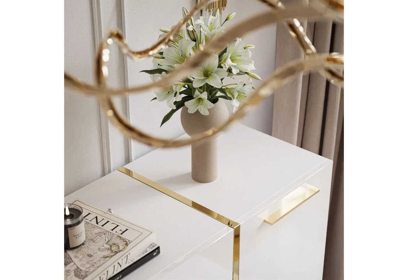 ALLHOUSE24 Kommode DIAMANT 158 cm Breite Hochglanz Gold Sideboard - Bild 3