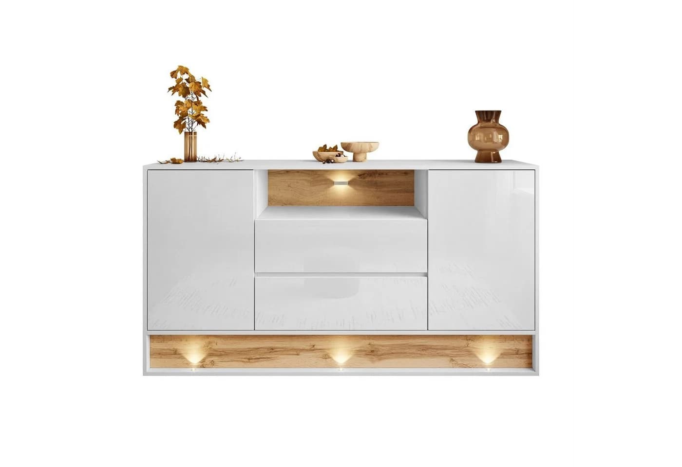 ALLHOUSE24 Kommode MILA 160 cm Wotan Eiche LED-Beleuchtung - Bild 2